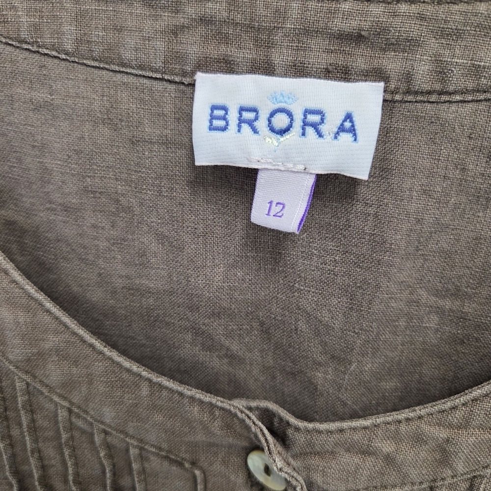 Brora 100% Linen Brown Tunic Lagenlook Short Dress Size UK 12 US 10 - Picture 4 of 5